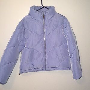 Blue puffer jacket